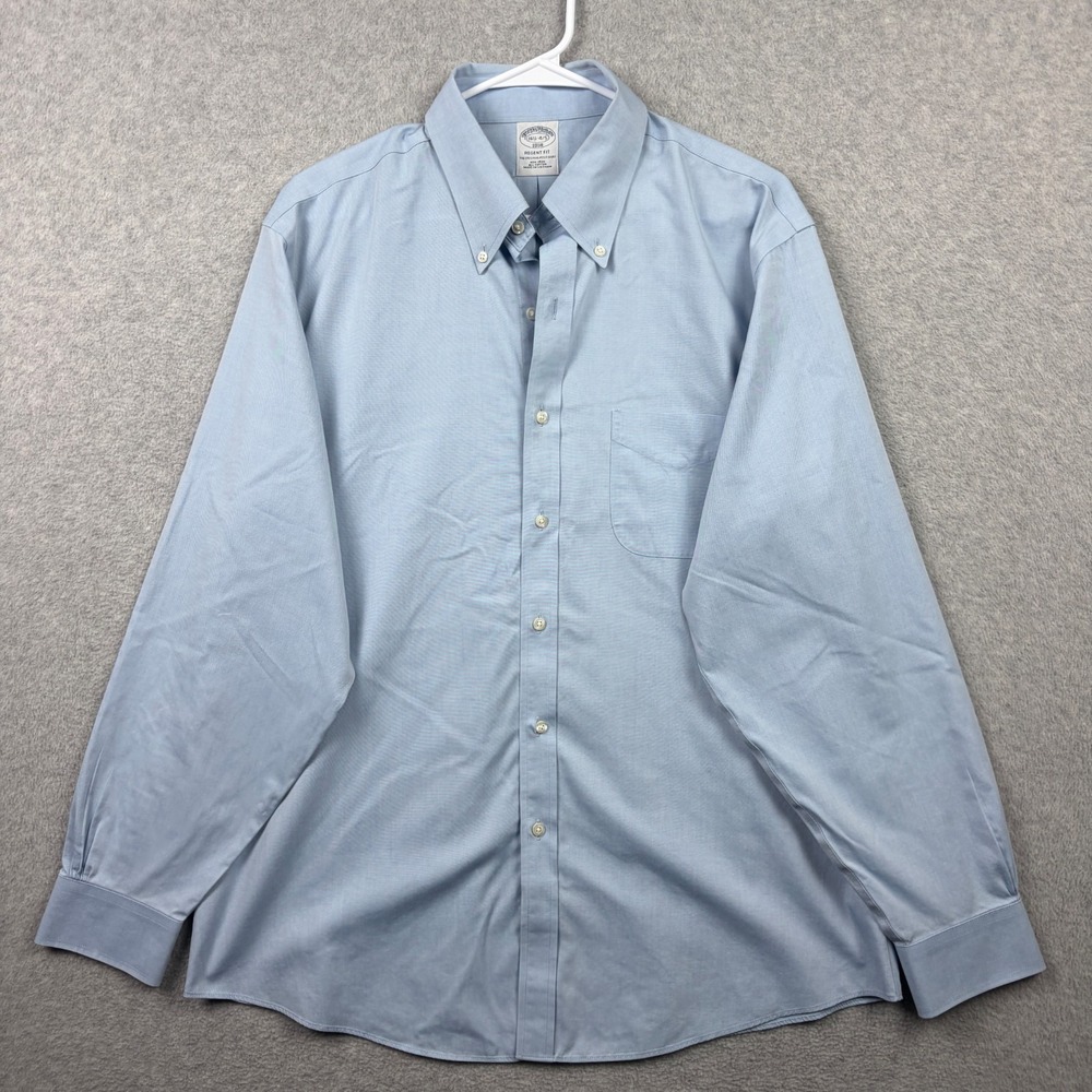Brooks Brothers Shirt Mens 16.5 - 4/5 Blue Oxford OCBD Cotton Non Iron Trad Ivy